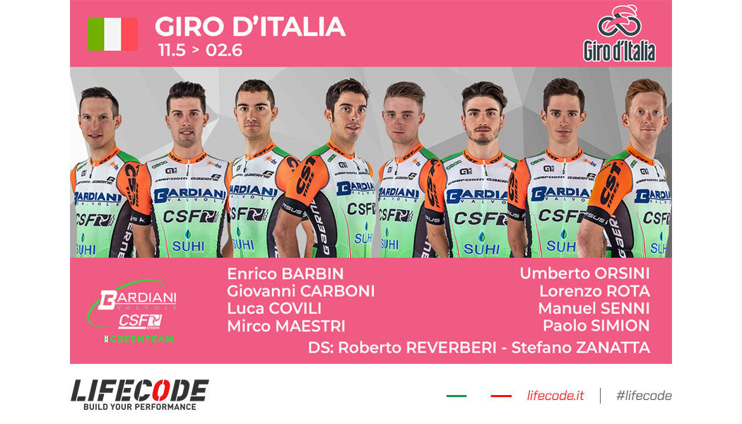 LA BARDIANI-CSF ANNUNCIA LA FORMAZIONE PER IL GIRO D’ITALIA